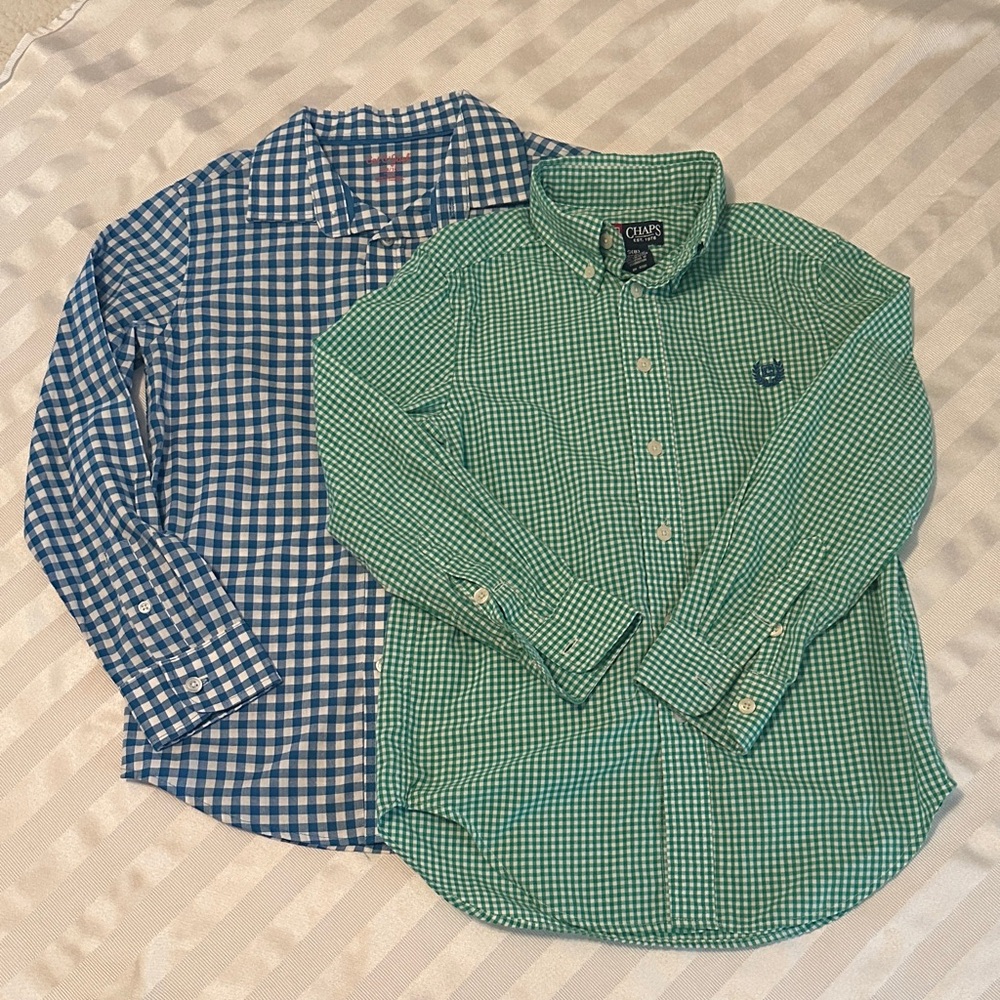 Chaps & Cat & Jack Boy's Button Down Long Sleeve Plaid Shirts